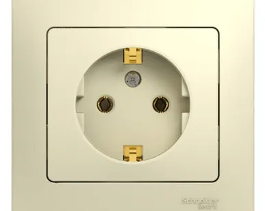 фото Розетка 1-м СП Glossa 16А с заземл. в сборе беж. SchE GSL000242