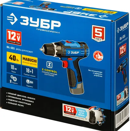 Фото №1 Дрель-шуруповерт аккумуляторная Зубр DL-121 без АКБ и ЗУ