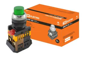 фото Кнопка ABLFP-22 зеленый d22мм неон/230В 1з+1р TDM