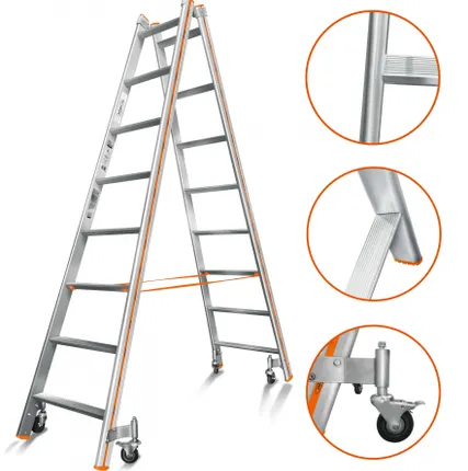 Фото №0 Алюминиевая передвижная стремянка купить в Можайске