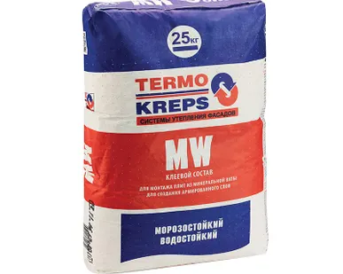 фото Штукатурно-клеевая смесь КРЕПС MW TERMOKREPS (цементная основа), 25 кг