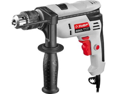 фото Дрель ударная, ЗУБР ДУ-550 ЭР, патрон 13 мм, реверс, сталь 10 мм / бетон 10 мм / дерево 20 мм, 550 Вт