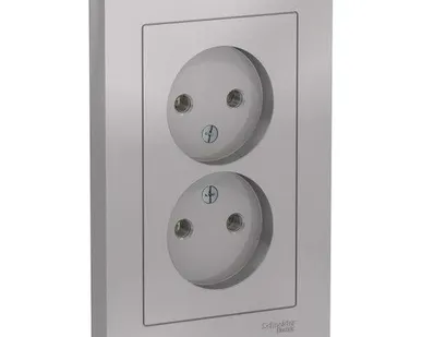 фото Розетка SE ATLAS 2 местная, алюм.