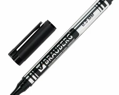 фото Маркер перм. (BRAUBERG) "Jet", ЧЕРНЫЙ,супертонкий металлический наконечник, 0,5 мм, 150507