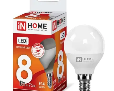 фото Лампа светодиодная LED-ШАР-VC 8Вт 230В E14 6500К 720лм IN HOME 4690612024882