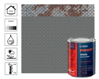 фото Эмаль термостойкая антикоррозионная Лакра PROF IT до 700С графит 0,8 кг