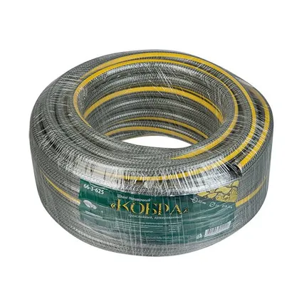 Фото №0 Шланг поливочный ПВХ КОБРА армированный, мягкий, 3-х слойный, серый 2.5мм, D 3/4", 25м