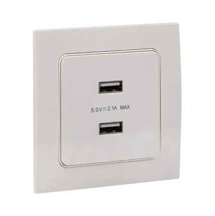 Фото №7 Механизм розетки USB 2-м Стокгольм 2.1А бел. PROxima EKF EYR16-028-10-2USB