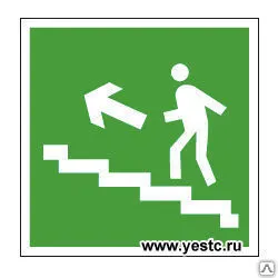 фото ЗНАК E16 Направление к выходу по лестнице вверх, влево  (Фотолюминесцентный