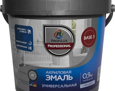 фото Эмаль акриловая универсальная, глянцевая бесцветная 0,9 кг Profilux Professional