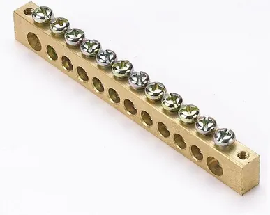 фото Шина PEN "ноль-земля" 8х12 12 отвер. латунь крепеж по краям PROxima EKF sn0-125-12-k