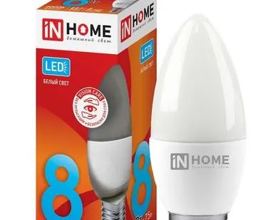 фото Лампа светодиодная LED-СВЕЧА-VC 8Вт 230В E27 4000К 720лм IN HOME 4690612020457