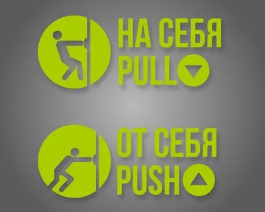 фото Комплект наклеек «На себя / Pull», «От себя / Push»