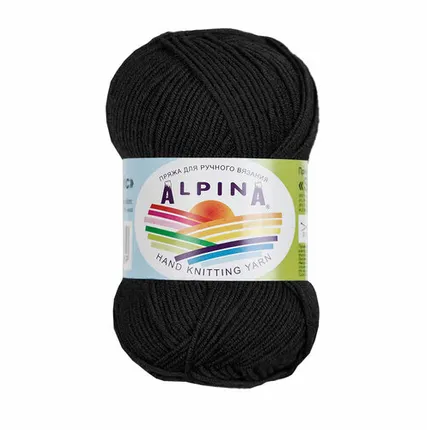 Фото №0 Пряжа ALPINA "SLAVIC" 70% вискоза, 30% шерсть 50 г 140 м №01 ЧЕРНЫЙ