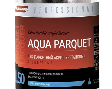фото Лак паркетный акрил-уретановый L50 Aqua Parquet глянцевый 0,75 л. PARADE