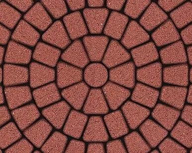 фото Тротуарная плитка Выбор Классико Гранит 60 мм 3 камня круговая Красная