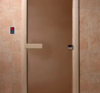 фото Дверь Бронза матовое 190*70, 8 мм, 3 петли, коробка ольха, Банный Эксперт