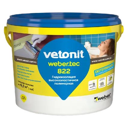 Фото №0 Гидроизоляция ВЕТОНИТ ВЕБЕР.ТЕК 822 серая /8 кг ведро/