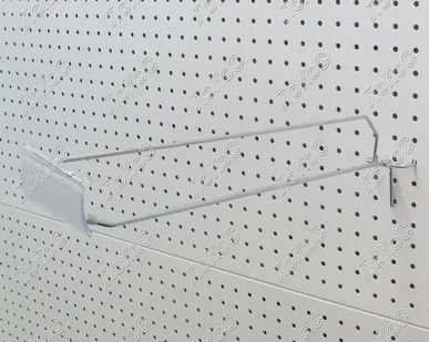 фото Крючок одинарный с ценникодержателем L=400мм d=4,8мм, шаг 50мм, хром