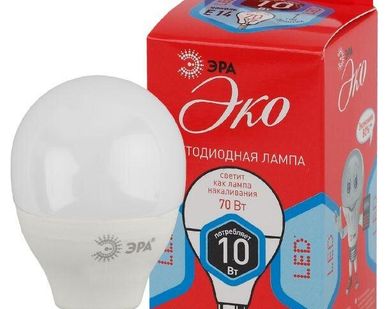 фото Лампа светодиодная ECO LED P45-10W-840-E14 (диод шар 10Вт нейтр. E14) ЭРА Б0032969
