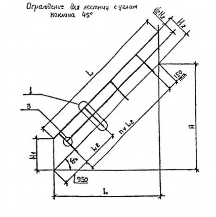 Фото №0 Ограждения для лестниц с углом 45 градусов