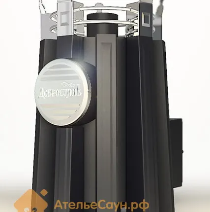 Фото №2 Печь ДобросталЬ Августа стронг со стеклом (черная)