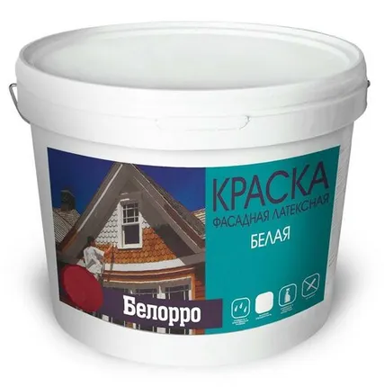 Фото №0 Краска ВД фасадная латексная белая, 14кг Белорро БауПро