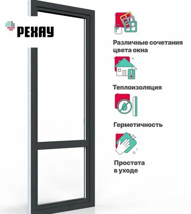 Фото №0 REHAU Пластиковая дверь ПВХ балконная REHAU BLITZ 2100х700 мм (ВхШ) правая, двухкамерный стеклопакет, антрацитово-серый снаружи