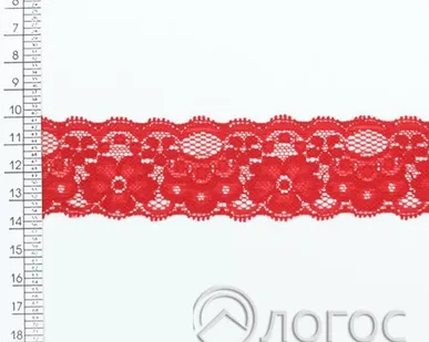 фото Кружево стрейч гипюр 1391 35 мм, красный