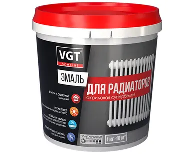 фото Эмаль д/радиаторов ВГТ Профи ВД-АК-1179, акриловая, полуглянцевая, супербелая, 1 кг