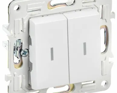 фото SKANDY Выключатель 2-клавишный проходной с индикацией 10А SK-V10W арктический белый IEK