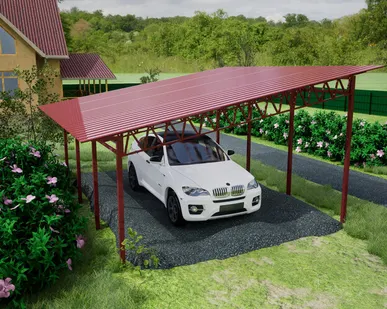 фото Односкатный навес №31 из профнастила 5,9х6,3 м