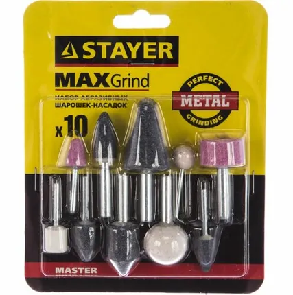 Фото №0 НаборSTAYER, Абразивные минишарошки-насадки для гравера и дрели,d3,2мм, 10 предм