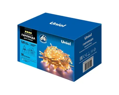фото Гирлянда LED со статическим свечением ULD-S1000-120/SWK WARM WHITE IP67 10м соедин. 120 диодов тепл. бел. свет провод бел. Uniel UL-00007203