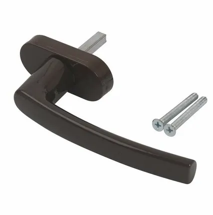 Фото №0 Ручка оконная алюминиевая ALFA штифт 37 мм, 2 винта, коричневый, RAL8019