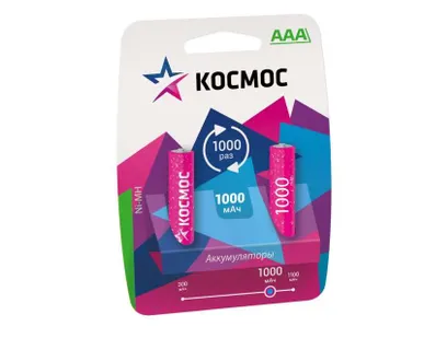 фото Аккумулятор R03 NI-MN 1000мА.ч BP-2 (блист.2шт) Космос KOCR03NIMH(1000MAH)