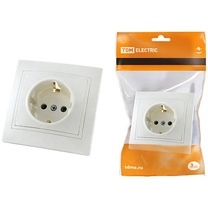 Фото №0 Розетка с заземлением 16А белый "Таймыр"