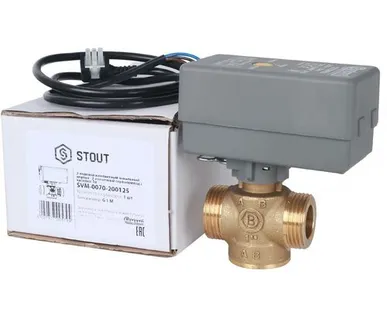 фото STOUT Компактный 2-Ходовой зональный клапан, сервопривод 230V, с кабелем 1м., НР 1