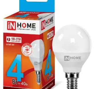 фото Лампа светодиодная LED-ШАР-VC 4Вт 230В Е14 6500К 360Лм IN HOME