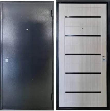 Фото №0 Дверь входная Элит Строй (Сибирь-Профиль) металл/царга, Серебро/Белый ясень 2050х860мм, ПРАВАЯ