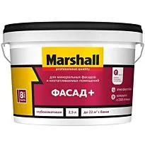 Фото №0 MARSHALL ФАСАД+ АКРИЛОВАЯ КРАСКА ВОДНО-ДИСПЕРСИОННАЯ ДЛЯ ФАСАДНЫХ ПОВЕРХНОСТЕЙ ГЛУБОКОМАТОВАЯ Маршал