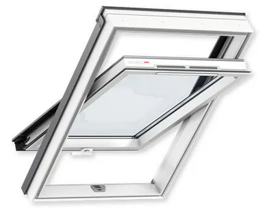 фото Мансардное окно Velux OPTIМA Комфорт, белый пластик, ручка снизу 66х98