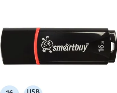 фото Флеш-память Smartbuy Crown, 16Gb, USB 2.0, чер, SB16GBCRW-K