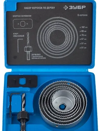 Фото №0 Набор коронок по дереву ЗУБР D51-102 мм. 8 предметов