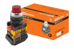 Фото №0 Кнопка ABLFP-22 красный d22мм неон/230В 1з+1р TDM
