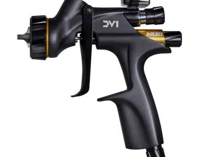 фото Краскопульт пневматический DeVILBISS DV1 C+ 1,4 мм для лака, без бачка, с электронным манометром