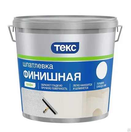 Фото №0 Шпатлевка латексная ТЕКС для гипсокартона Профи 16кг (финишная)