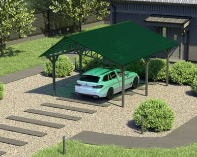 фото Двускатный навес №20 из поликарбоната 4,5х6,3 м