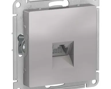 фото Розетка SE ATLAS комп. одинарная, б/р, алюм.