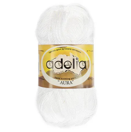 Фото №0 Пряжа ADELIA "AURA" 100% акрил 50 г 250 м №001 БЕЛЫЙ